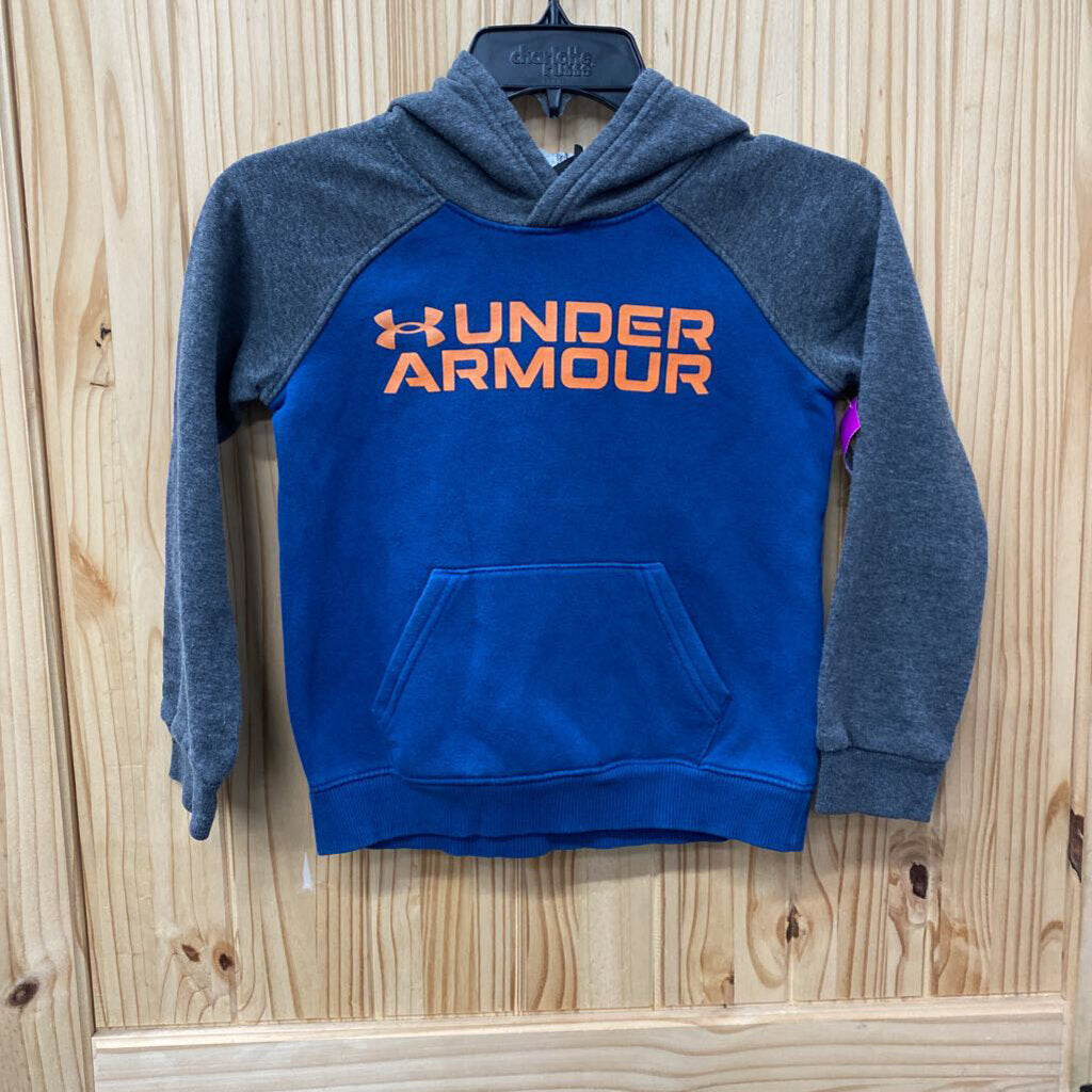 BOYS UNDER ARMOUR HOODIE GREY/BLUE/ORANGE 6