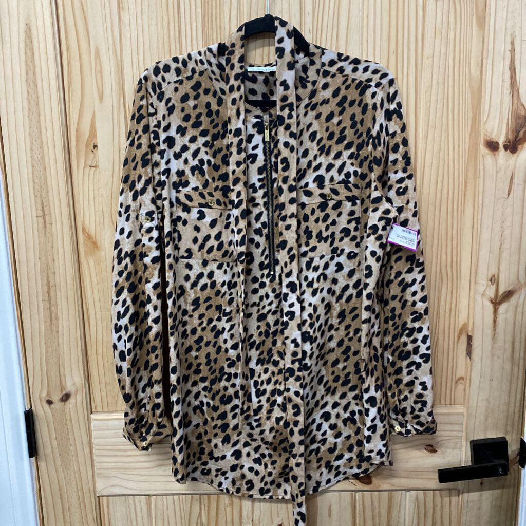WOMENS CALVIN KLEIN LEOPARD CASUAL TOP L