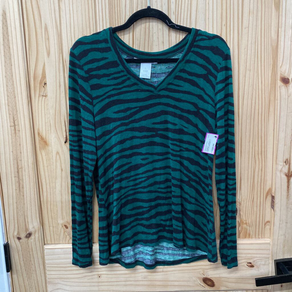 WOMENS K. JORDAN LS SHIRT DK GREEN/BLK L