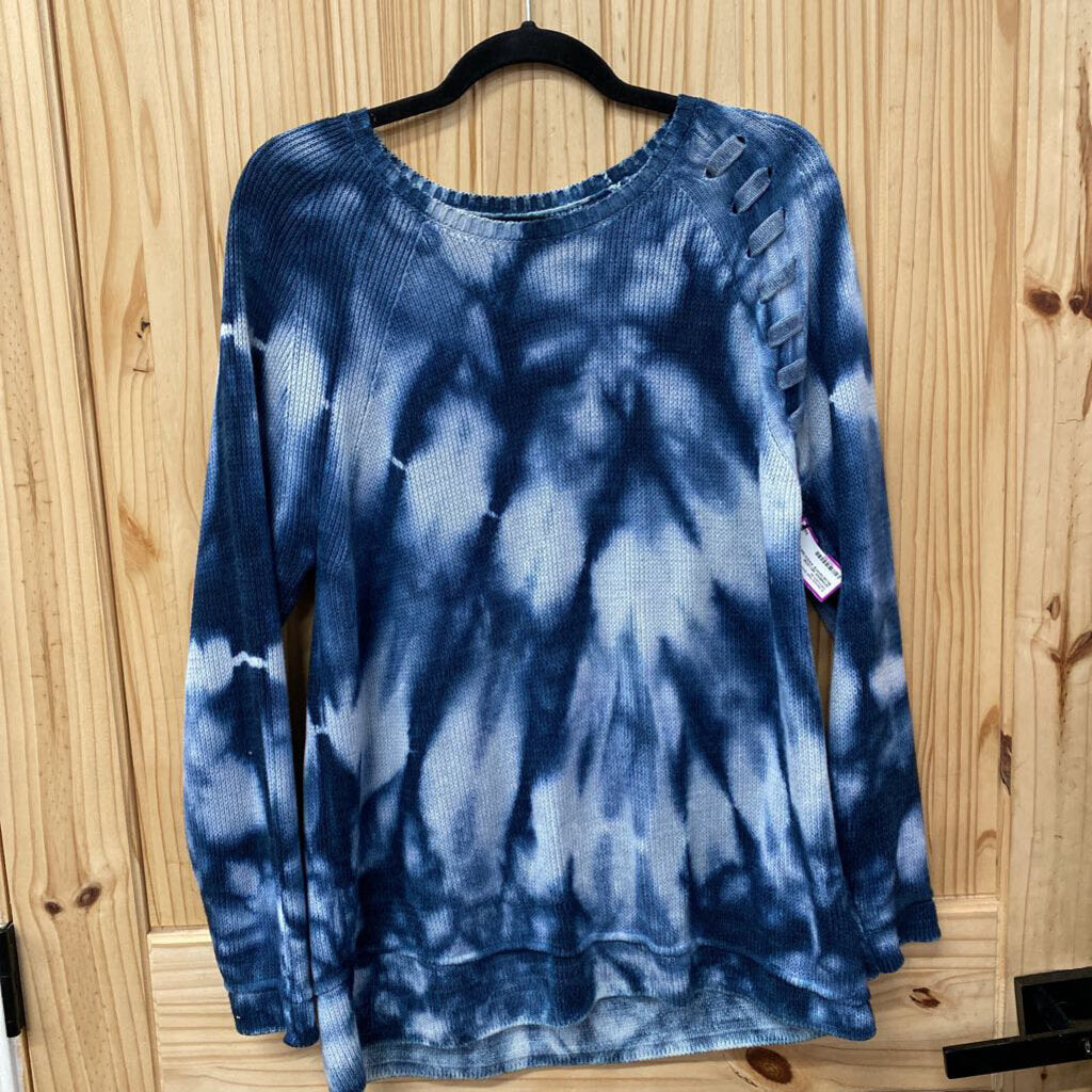 WOMENS NIC+ZOE BLUE/WHITE SWEATER L