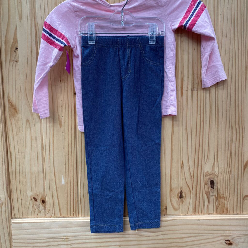 GIRLS CARTERS 2PC SET PINK/DENIM I WAS BORN 2 B A PRINCESS 4