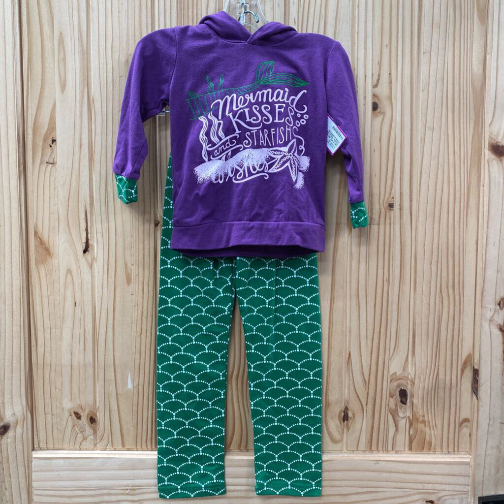 GIRLS 2PC SET MERMAID KISSES AND STARFISH PURPLE/GREEN 80