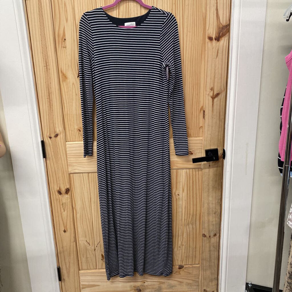 WOMENS UNIVERSAL THREAD NAVY BLUE/WHITE STRIPE LS DRESS M