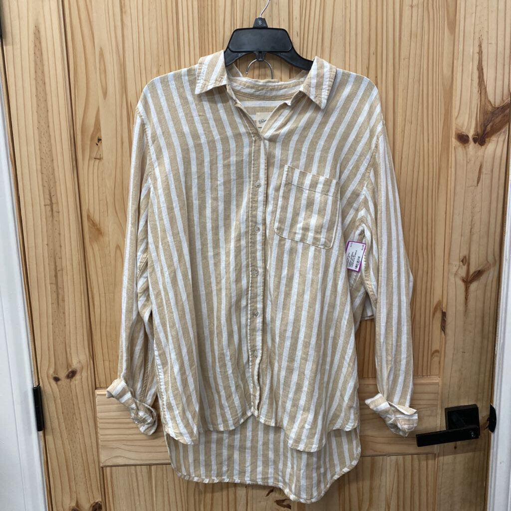 WOMENS UNIVERSAL THREAD 2PC SET TAUPE/WHITE STRIPE M