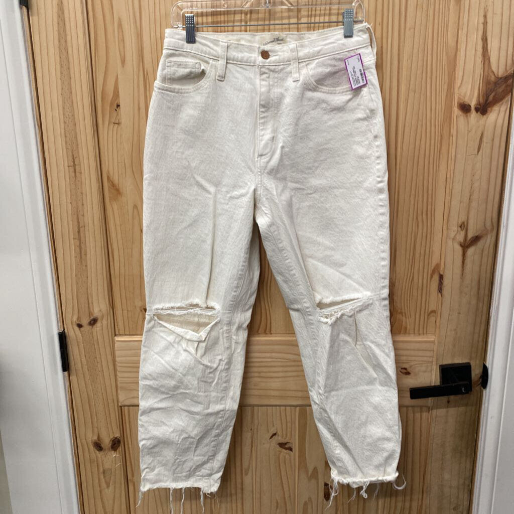 WOMENS UNOVERSAL THREAD LT IVORY DIST. JEANS 8R