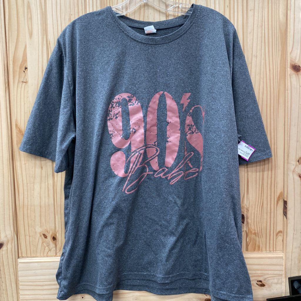 WOMENS 90S BABE GREY T-SHIRT 2XL