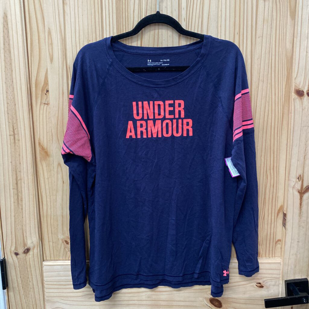 WOMENS UNDER ARMOUR LS SHIRT NAVY BLUE/HOT PINK XL