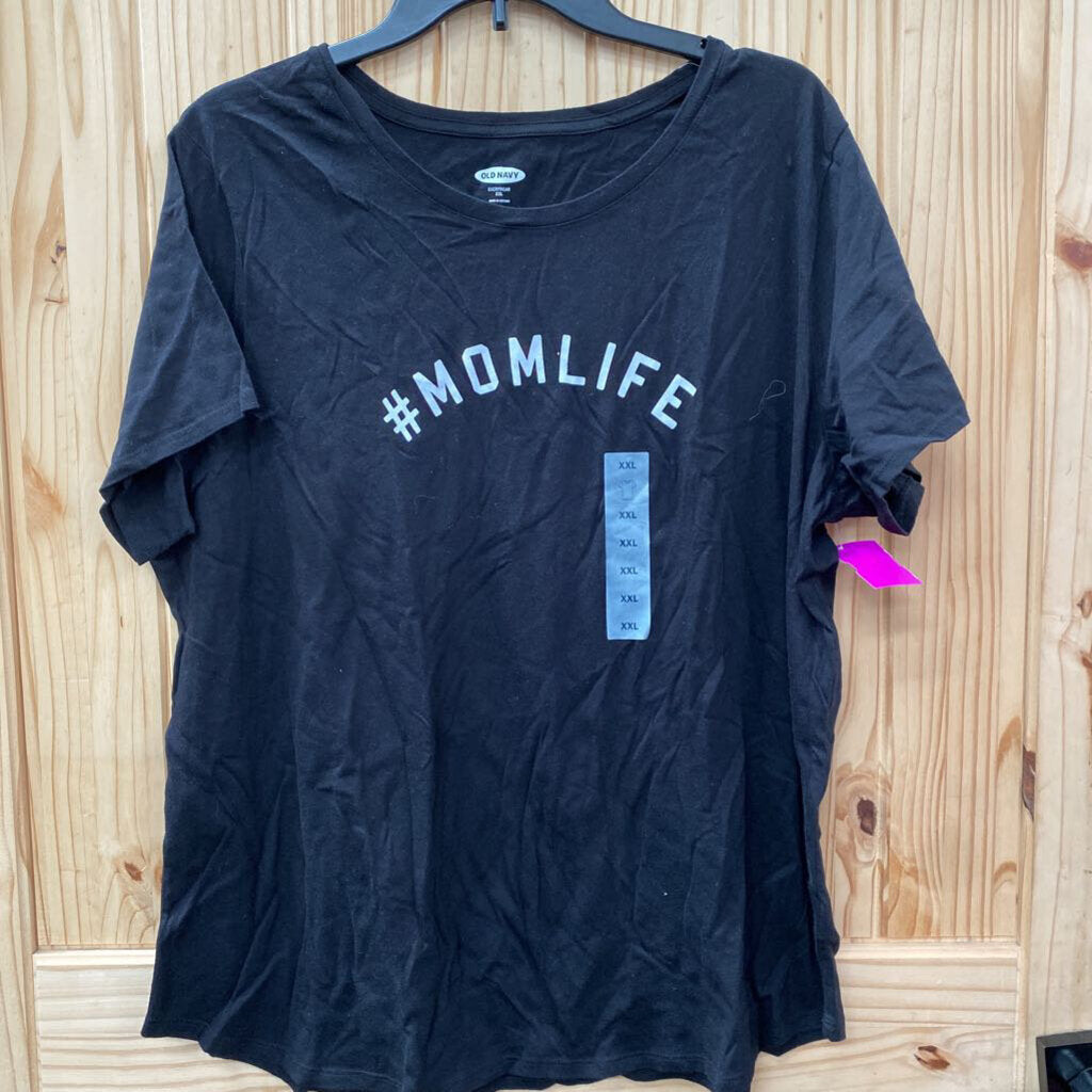 WOMENS #MOMLIFE BLK T-SHIRT XXL NWT