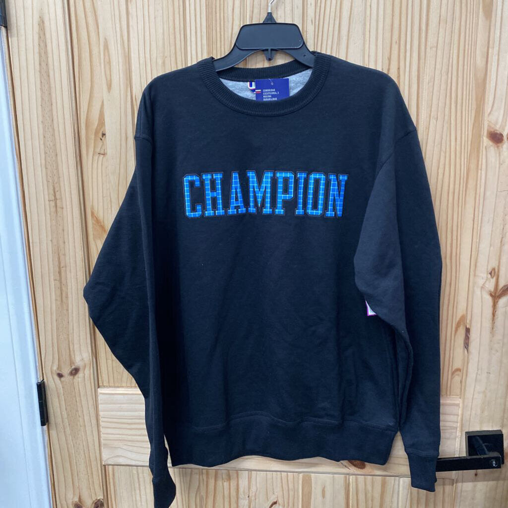 CHAMPION SWEATSHIRT BLK/BLUE L NWT