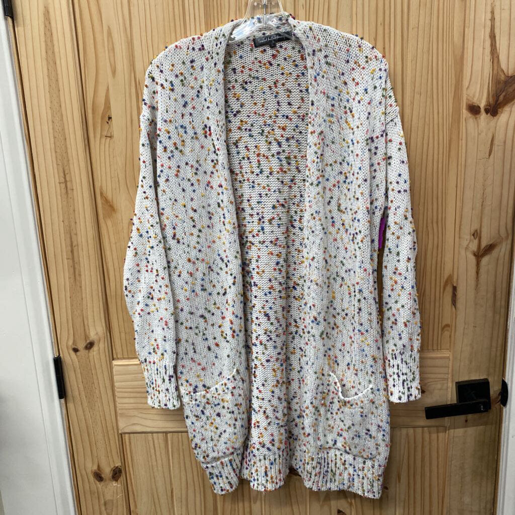 WOMENS TWISTED BUFFALO BOUTIQUE SWEATER CARDIGAN W/MULTI COLOR DOTS L
