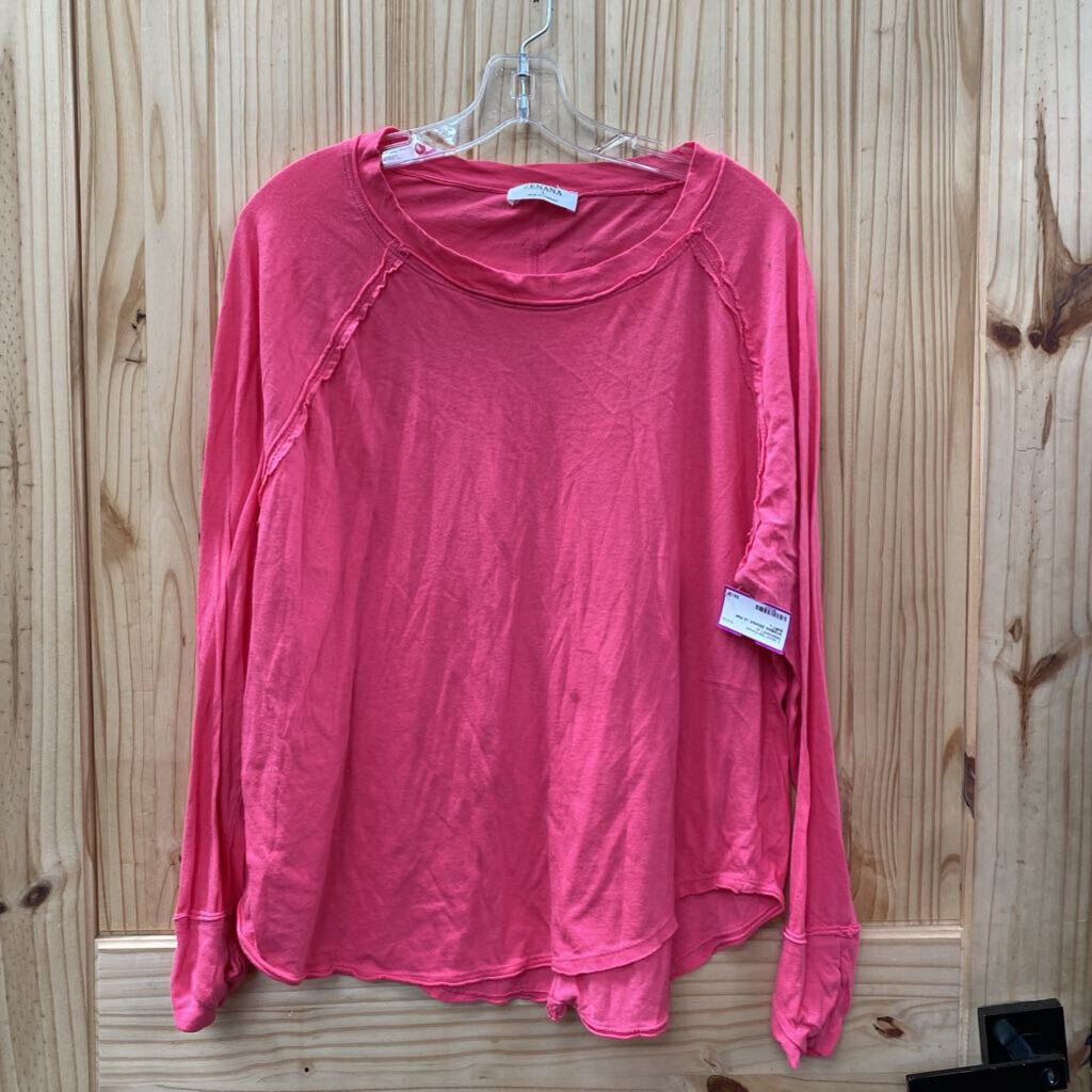 WOMENS ZENANA LS PINK SHIRT L