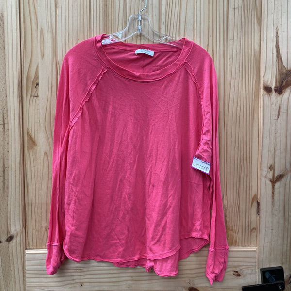 WOMENS ZENANA LS PINK SHIRT L