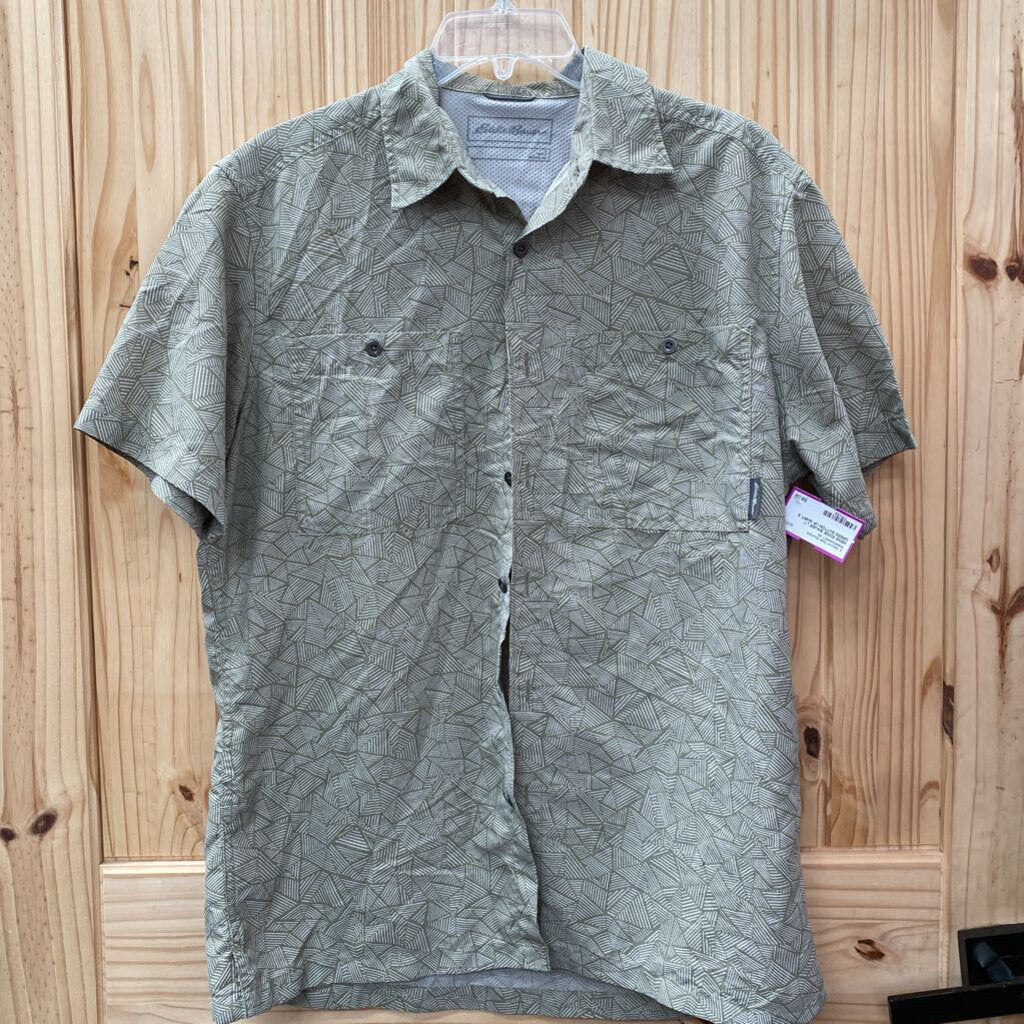 MENS EDDIE BAUER LT GREEN BUTTON UP SHIRT S