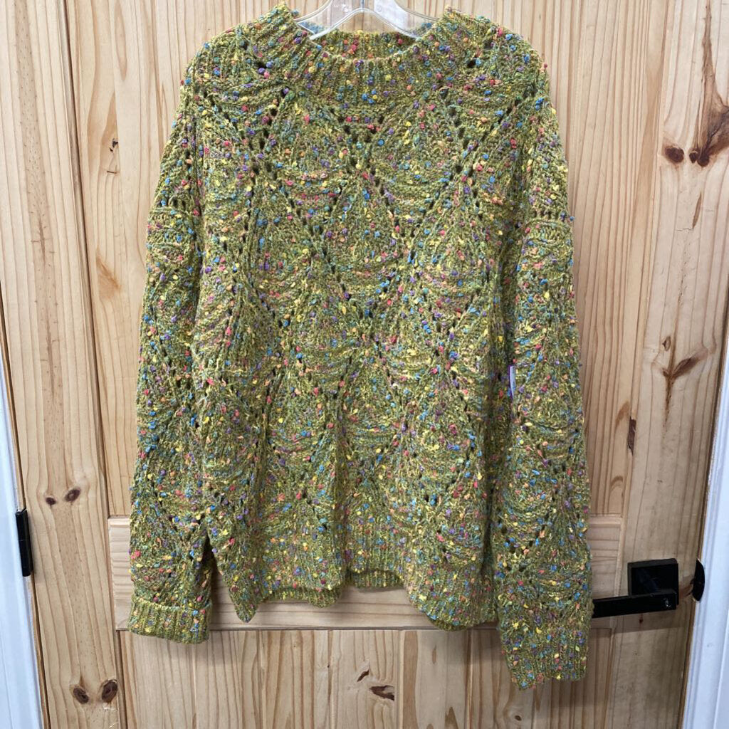 WOMENS KYEMI SWEATER LT GREEN W/MULTI COLOR DOTS L