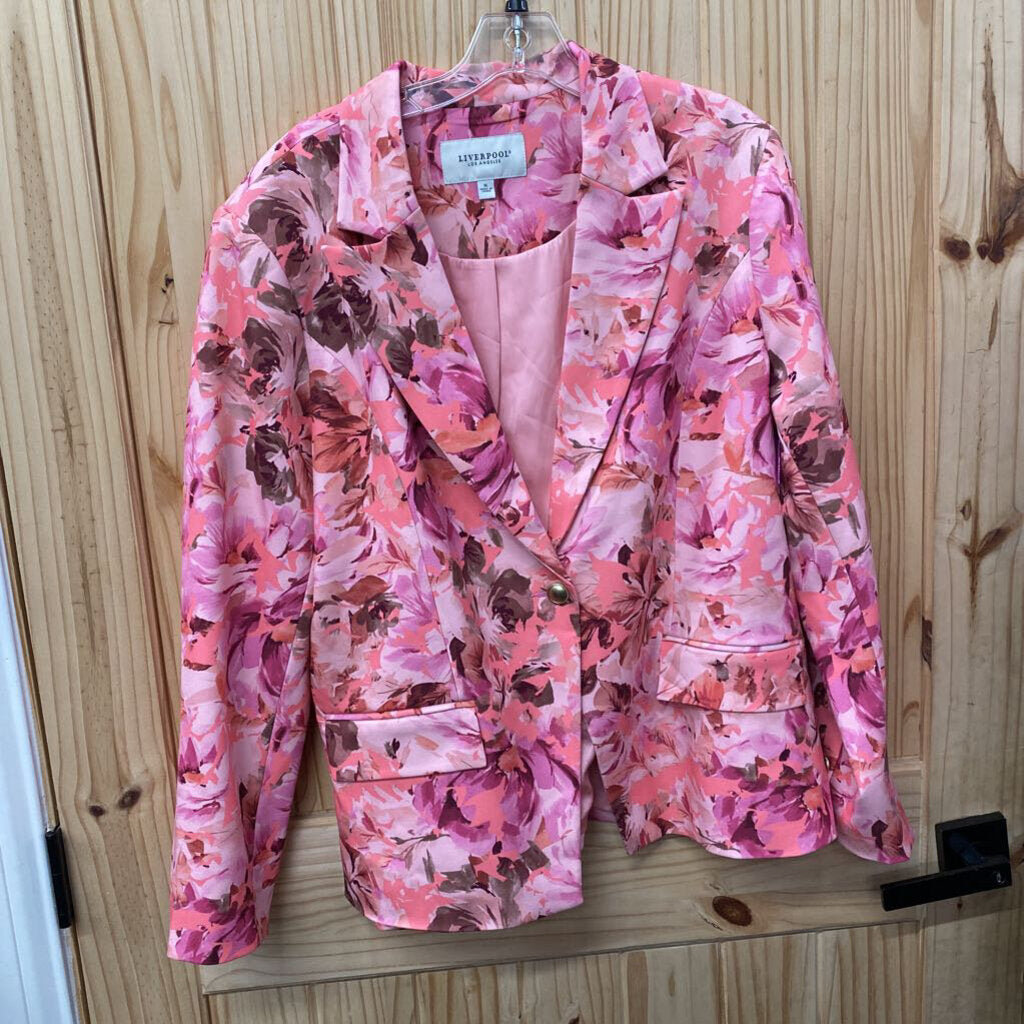 WOMENS LIVERPOOL PINK FLORAL CASUAL BLAZER XL