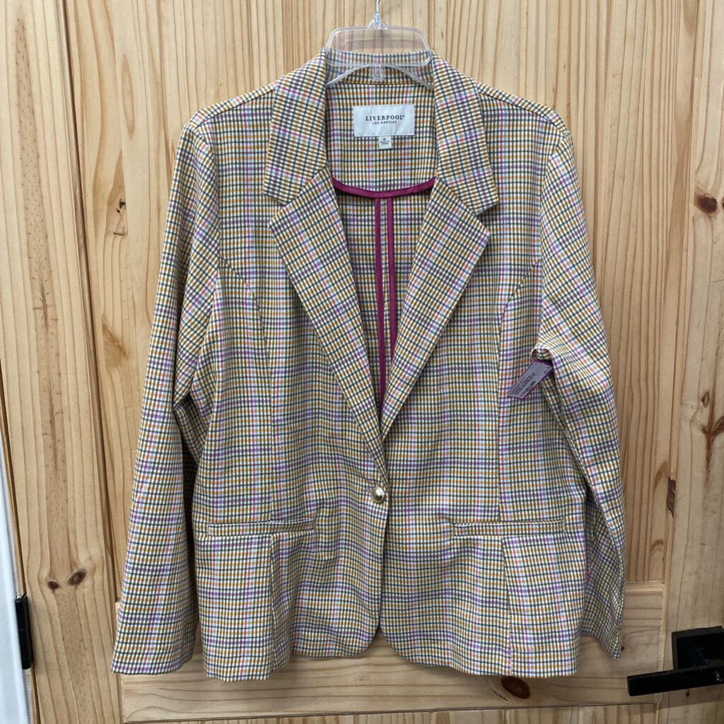 WOMENS LIVERPOOL CASUAL BLAZER PALID YELLOW/PINK/SAGE XL