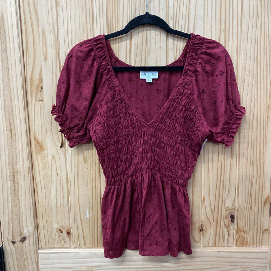 WOMENS JUN IVY WINE CASUAL TOP L