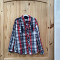 BOYS P.S. LS PLAID BUTTON UP SHIRT RED/WHITE/BLUE 12
