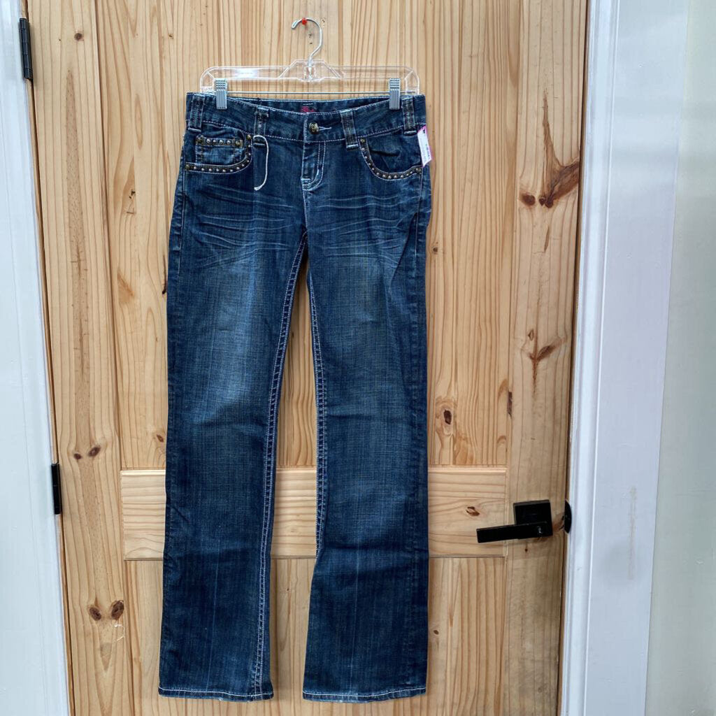 WOMENS ROCK N ROLL DK DENIM JEANS 27