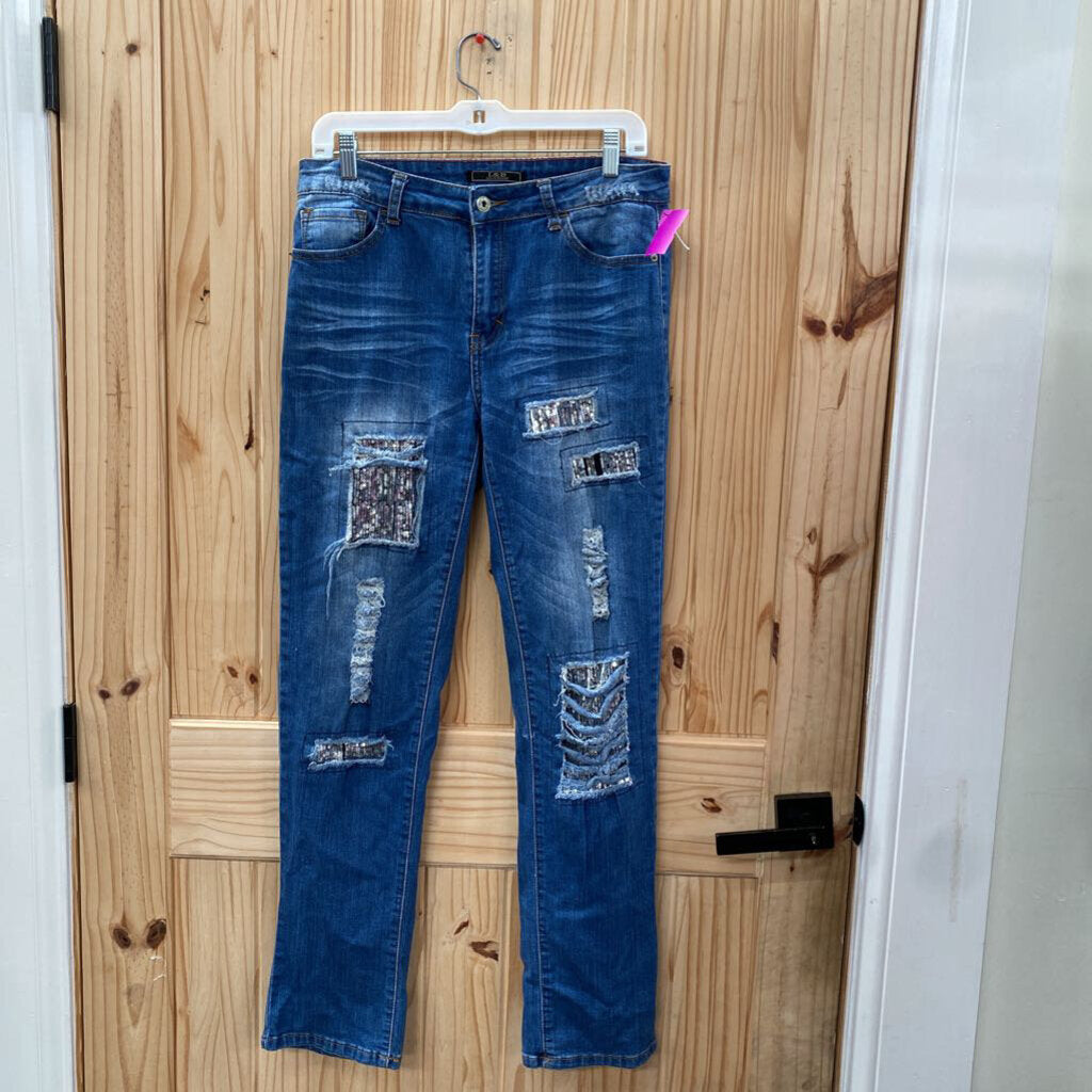 WOMENS L&B DENIM/SEQUIN JEANS 10
