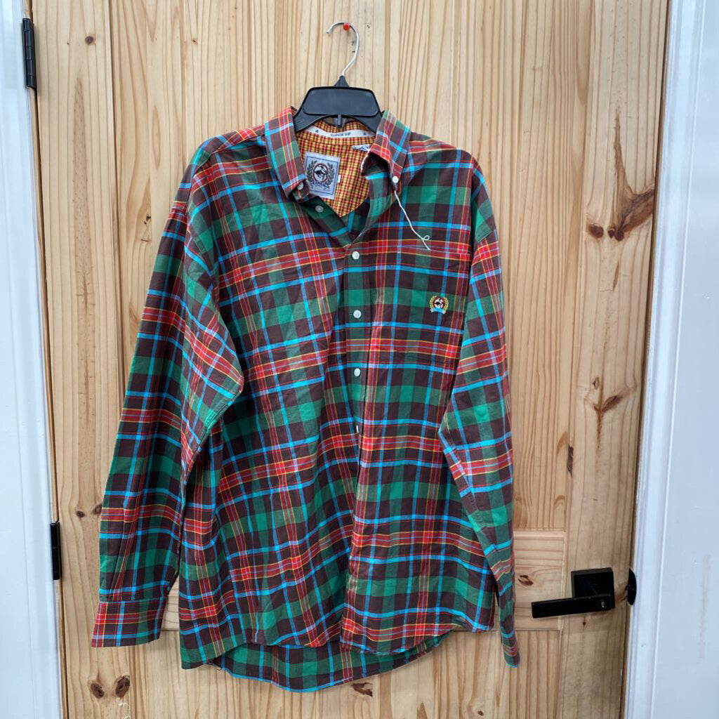MENS CINCH LS PLAID BUTTON UP SHIRT MAROON/GREEN/RED L
