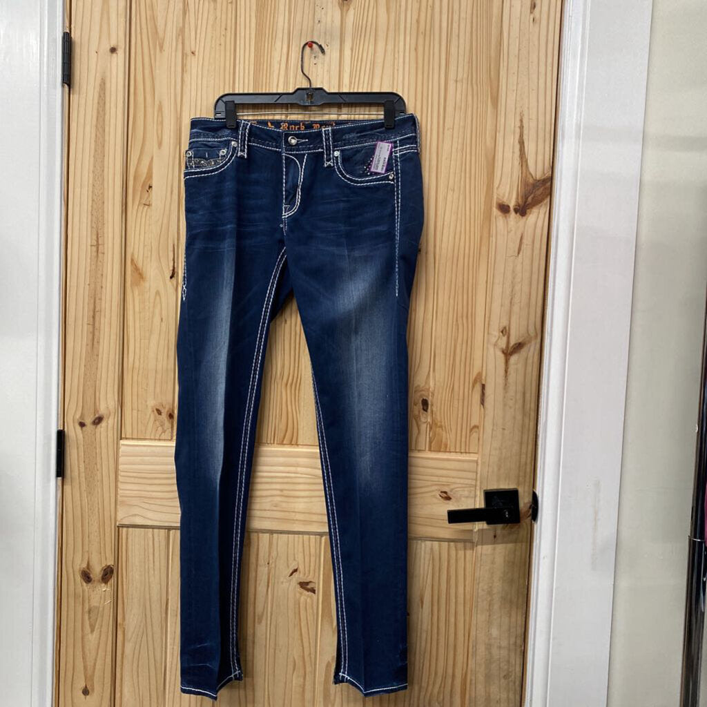 WOMENS ROCK REVIVAL DK DENIM JEANS 30