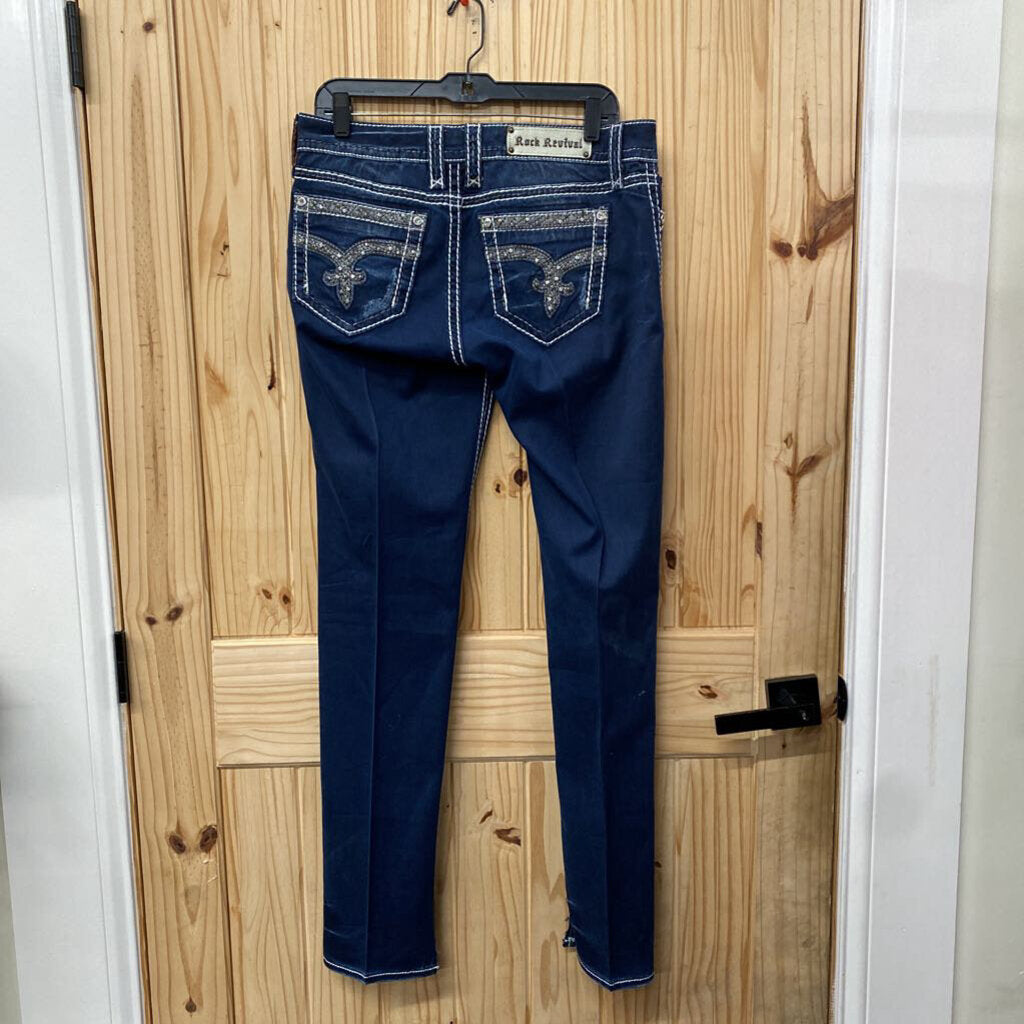 WOMENS ROCK REVIVAL DK DENIM JEANS 30