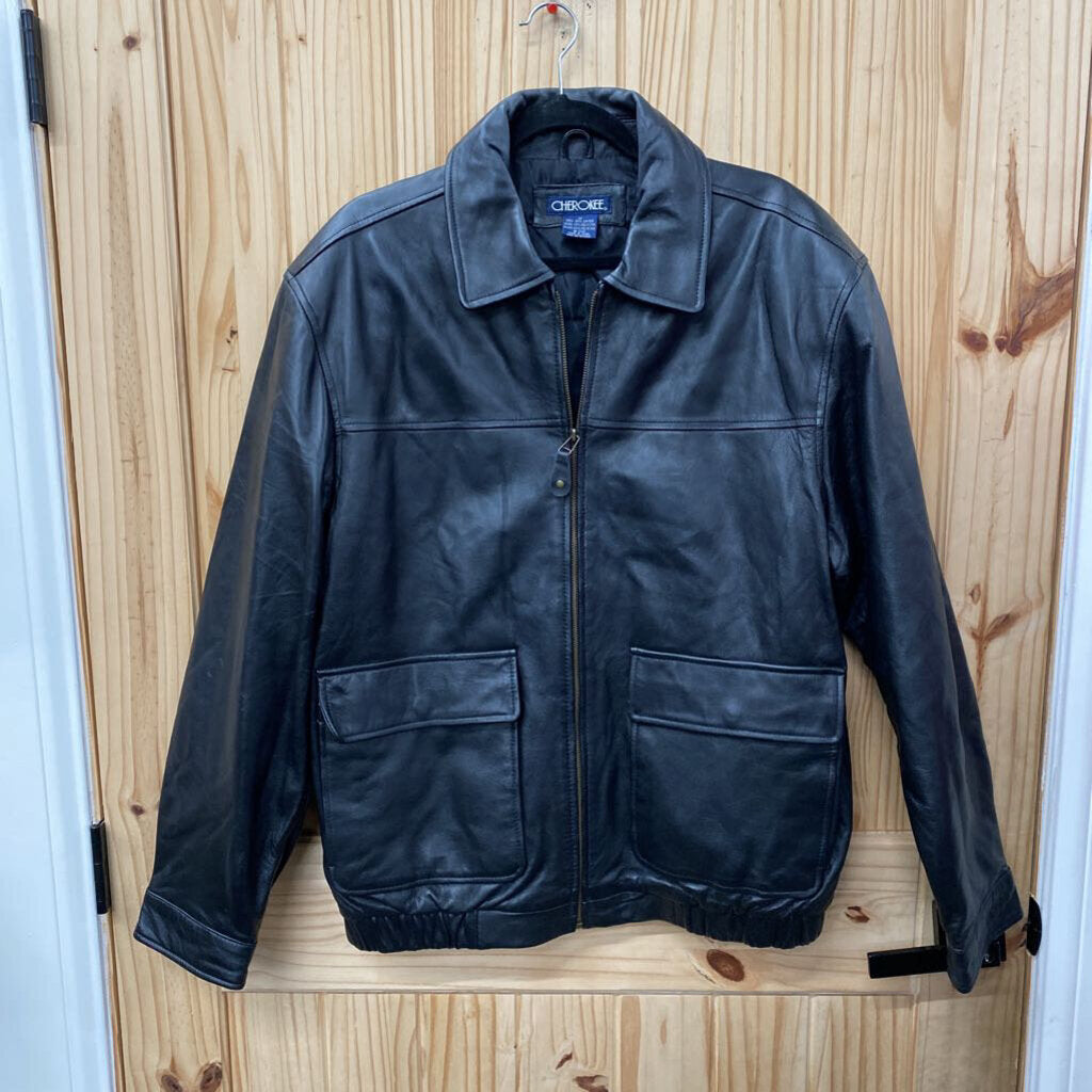 MENS CHEROKEE BLACK LEATHER JACKET M