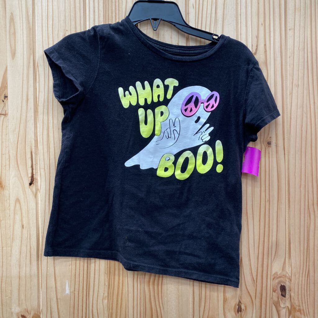GIRLS WHAT UP BOO BLK SHIRT W/GHOST L 10/12