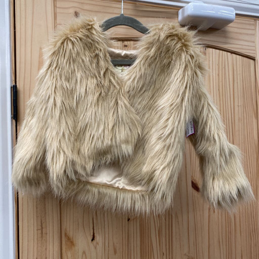 GIRLS MIA JOY TAN FUR JACKET 3T