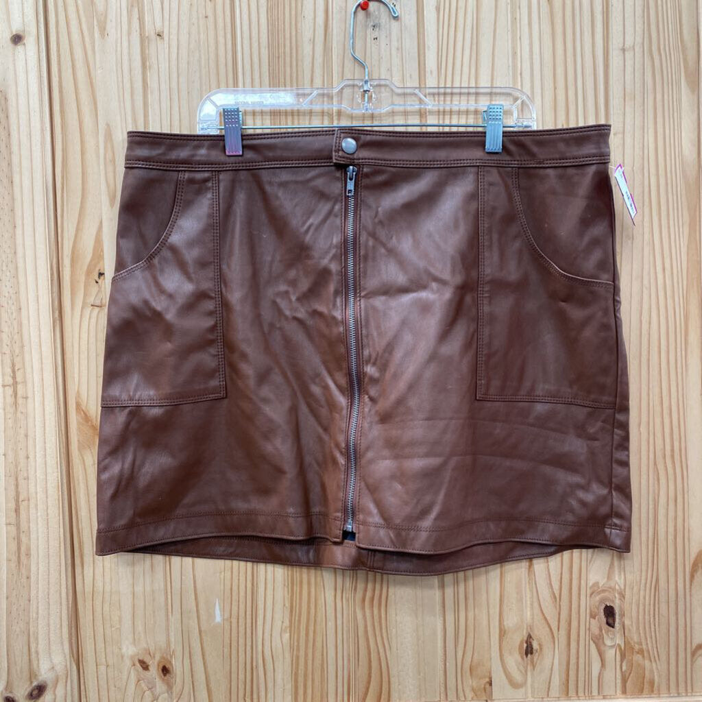 WOMENS NO BOUNDARIES BROWN LEATHER SKIRT XXXL 21