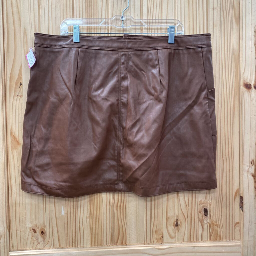 WOMENS NO BOUNDARIES BROWN LEATHER SKIRT XXXL 21