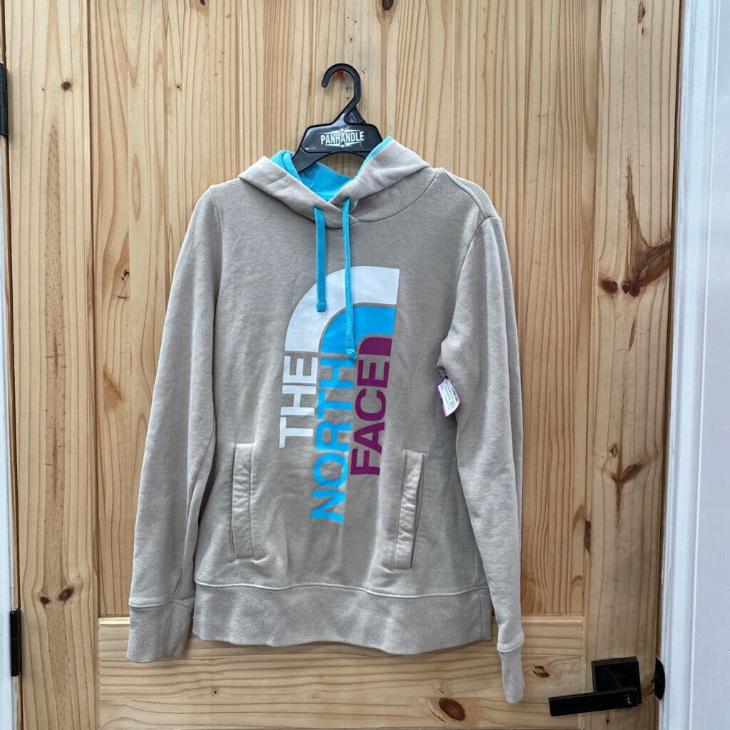 WOMENS THE NORTH FACE HOODIE TAUPE/TURQUOISE/WHITE/WINE M