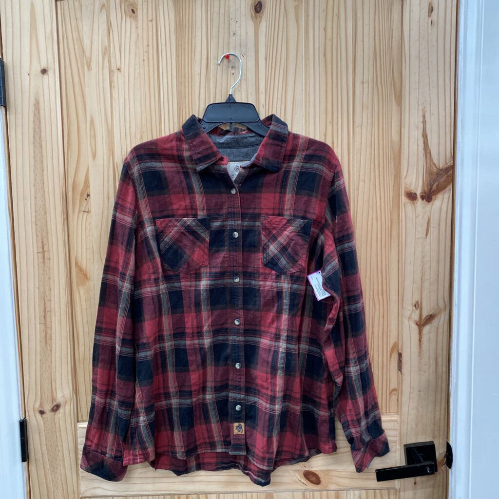 MENS LEGENDARY WHITETAILS LS PLAID SHIRT WINE/BLK XL