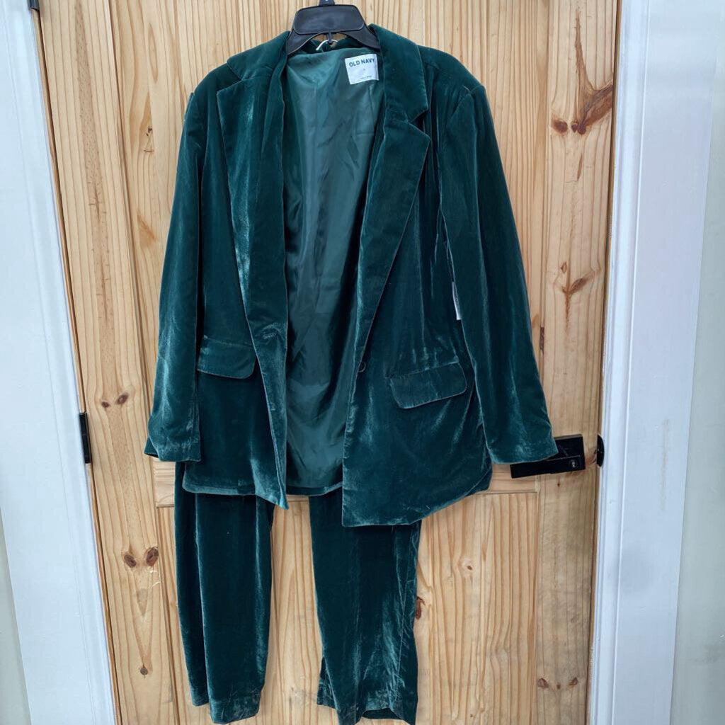 WOMENS OLD NAVY DK GREEN VELOUR 2PC SET L NWT
