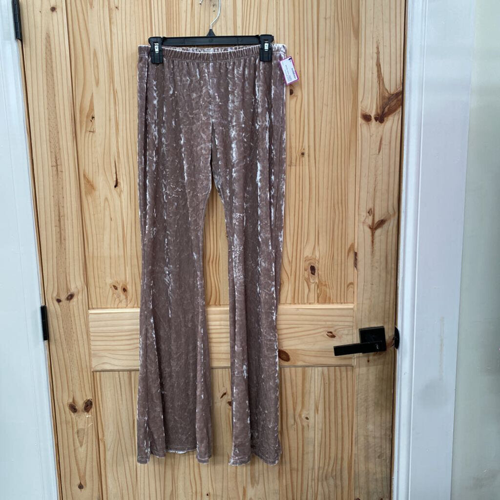 WOMENS TAUPE VELOUR PANTS L