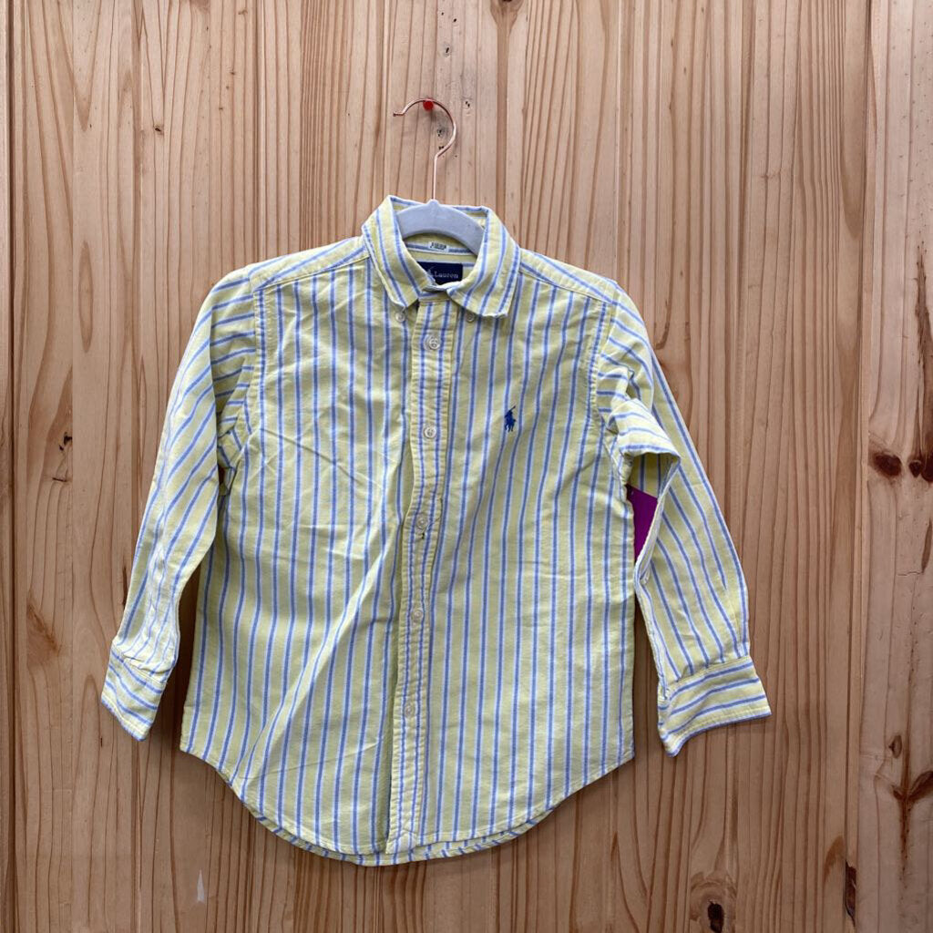BOYS RALPH LAUREN LS SHIRT LT YELLOW/WHITE/BLUE 5