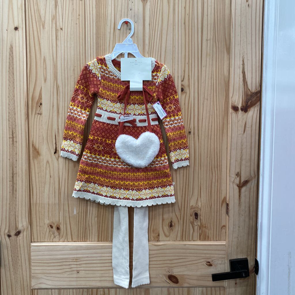 GIRLS MAX STUDIO 2PC SET IVORY/ORANGE/ RED RUST W/PURSE 2T NWT