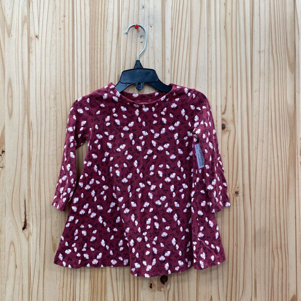 GIRLS OLD NAVY LS DK WINE DRESS 18/24M
