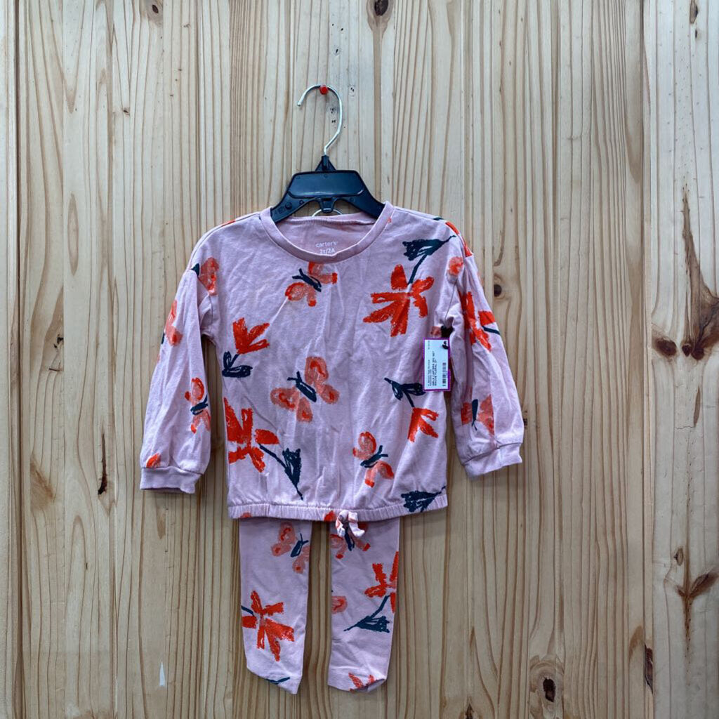 GIRLS CARTERS 2PC SET MAUVE FLORAL 2T