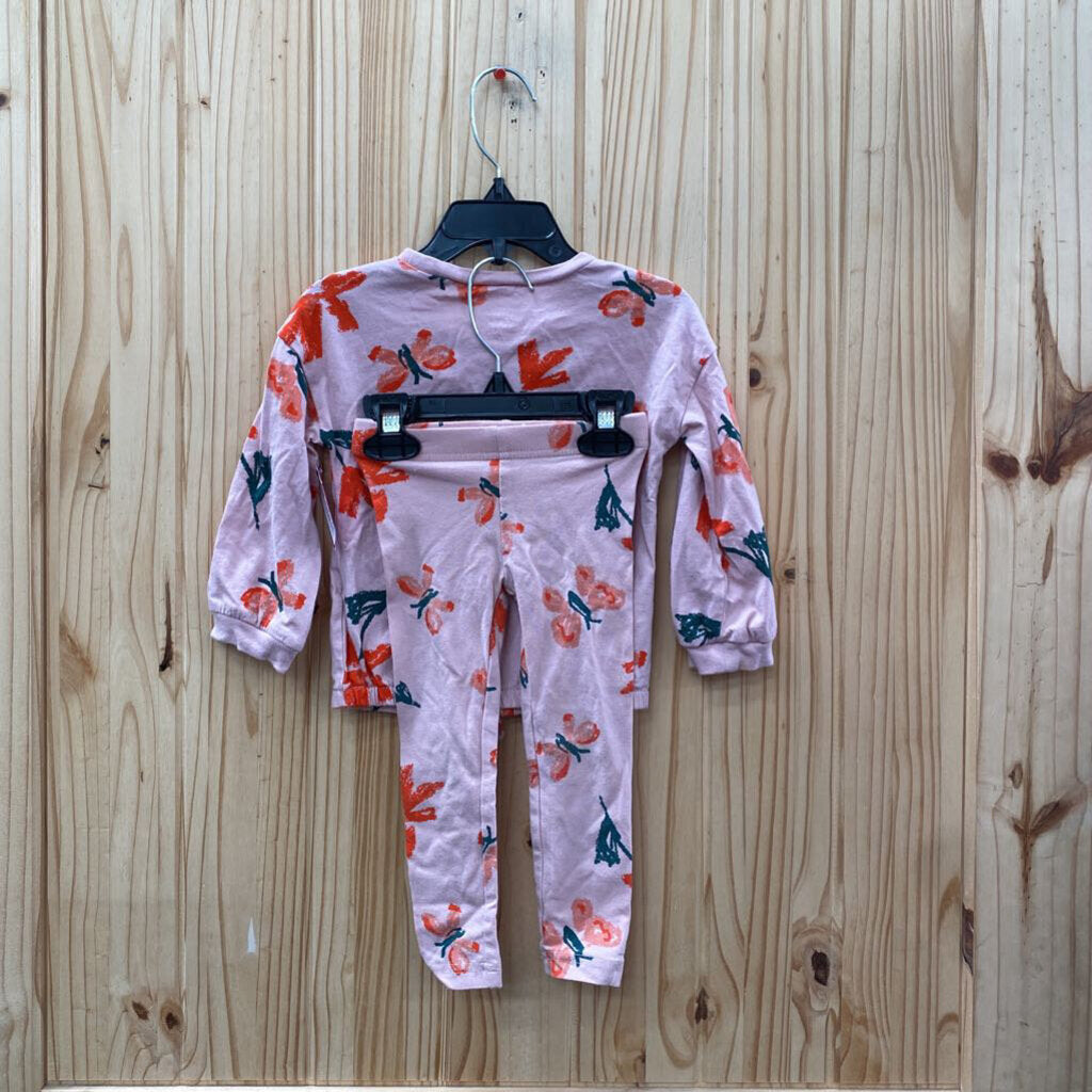 GIRLS CARTERS 2PC SET MAUVE FLORAL 2T