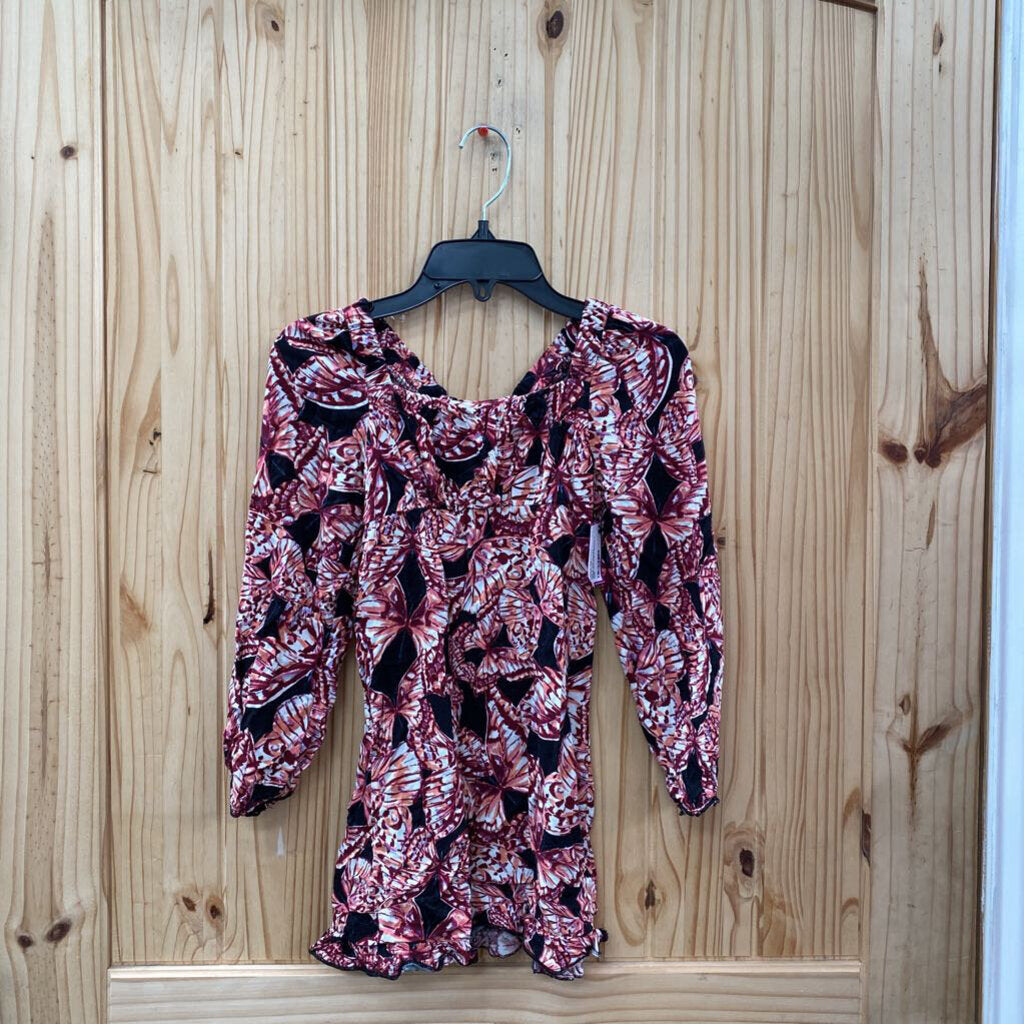 GIRLS ART CLASS WINE/WHITE/BLK DRESS S 6/6X