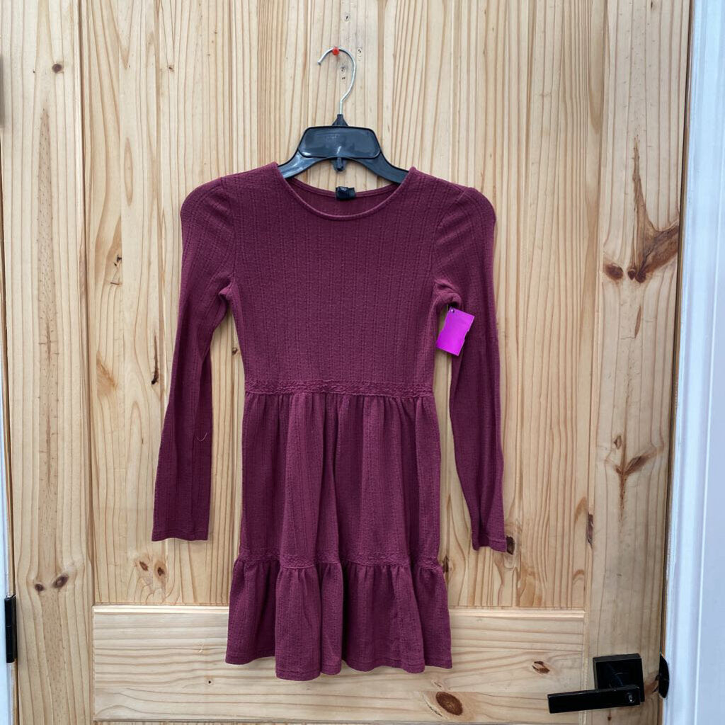 GIRLS ART CLASS DK WINE LS DRESS M 7/8