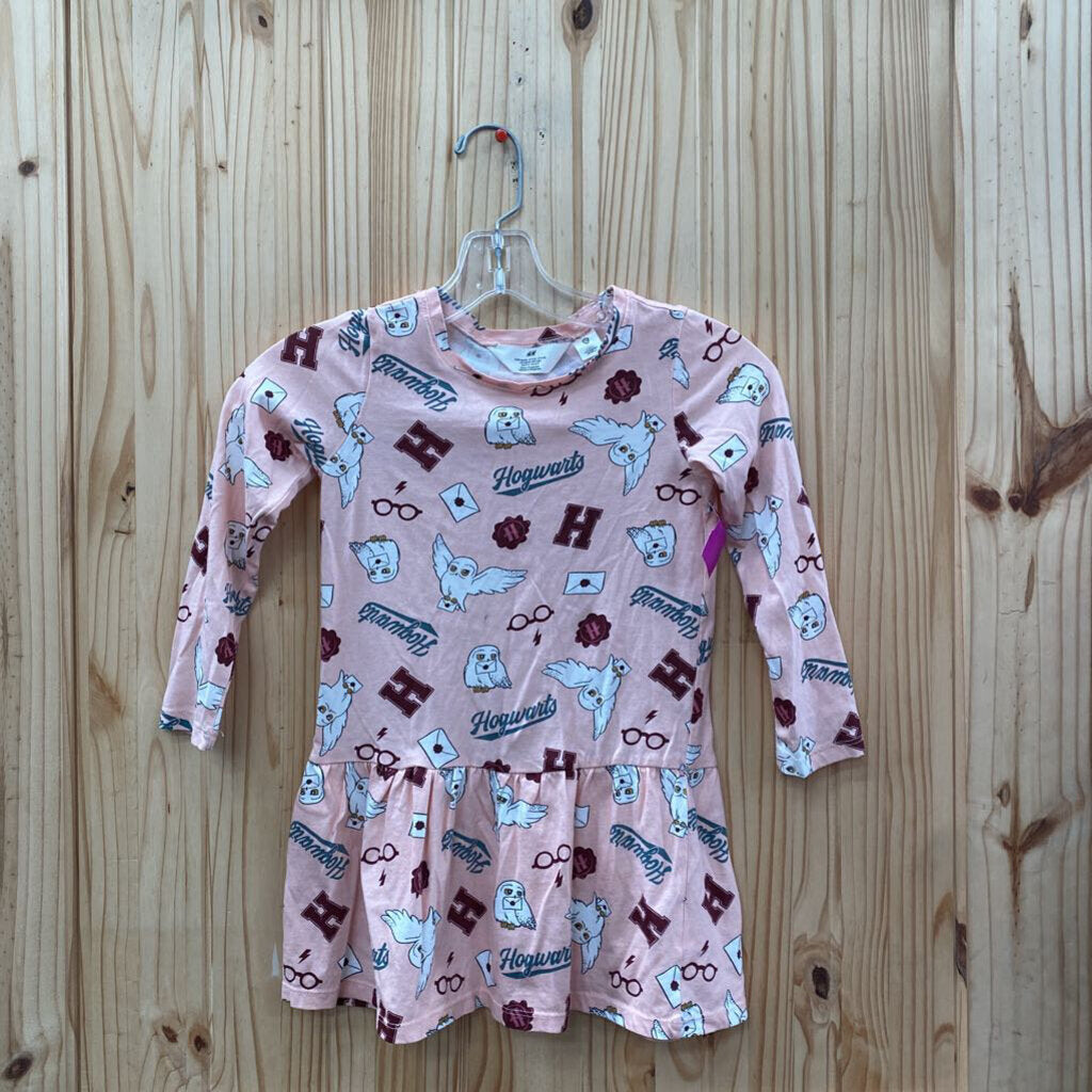 GIRLS H&M LS DRESS LT PINK HOGWARTS 5T/6