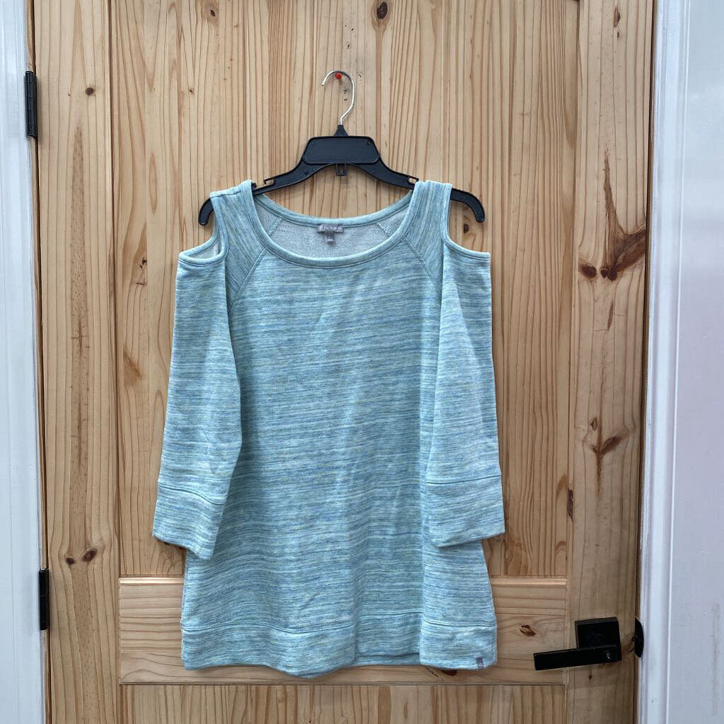 WOMENS T BY TALBOTS MINT COLD SHOULDER SWEATSHIRT L