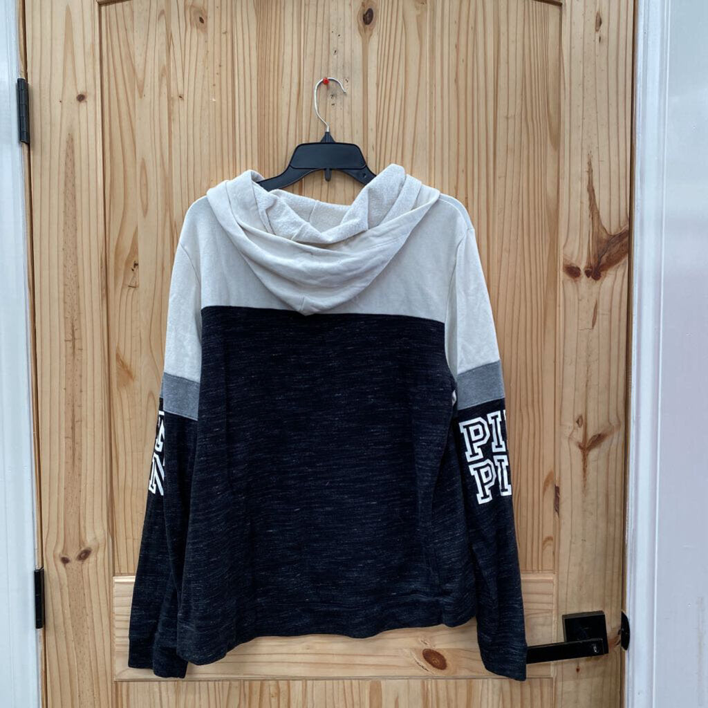 WOMENS VS PINK HOODIE BLK/WHITE L