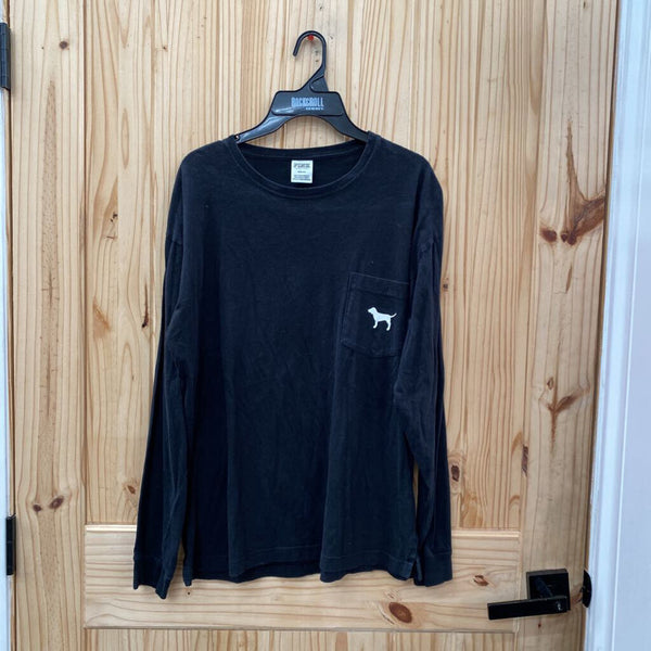 WOMENS VS PINK LS BLK/WHITE M