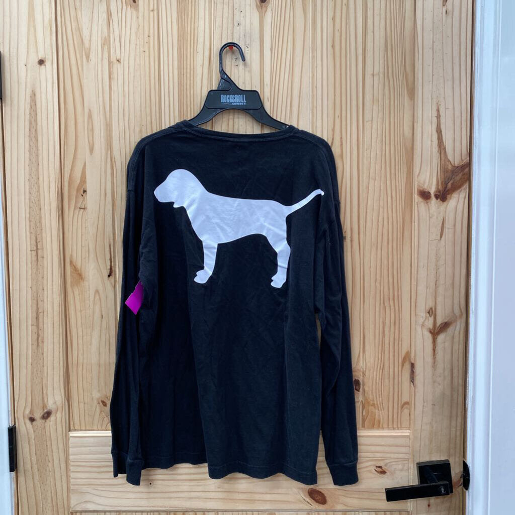 WOMENS VS PINK LS BLK/WHITE M