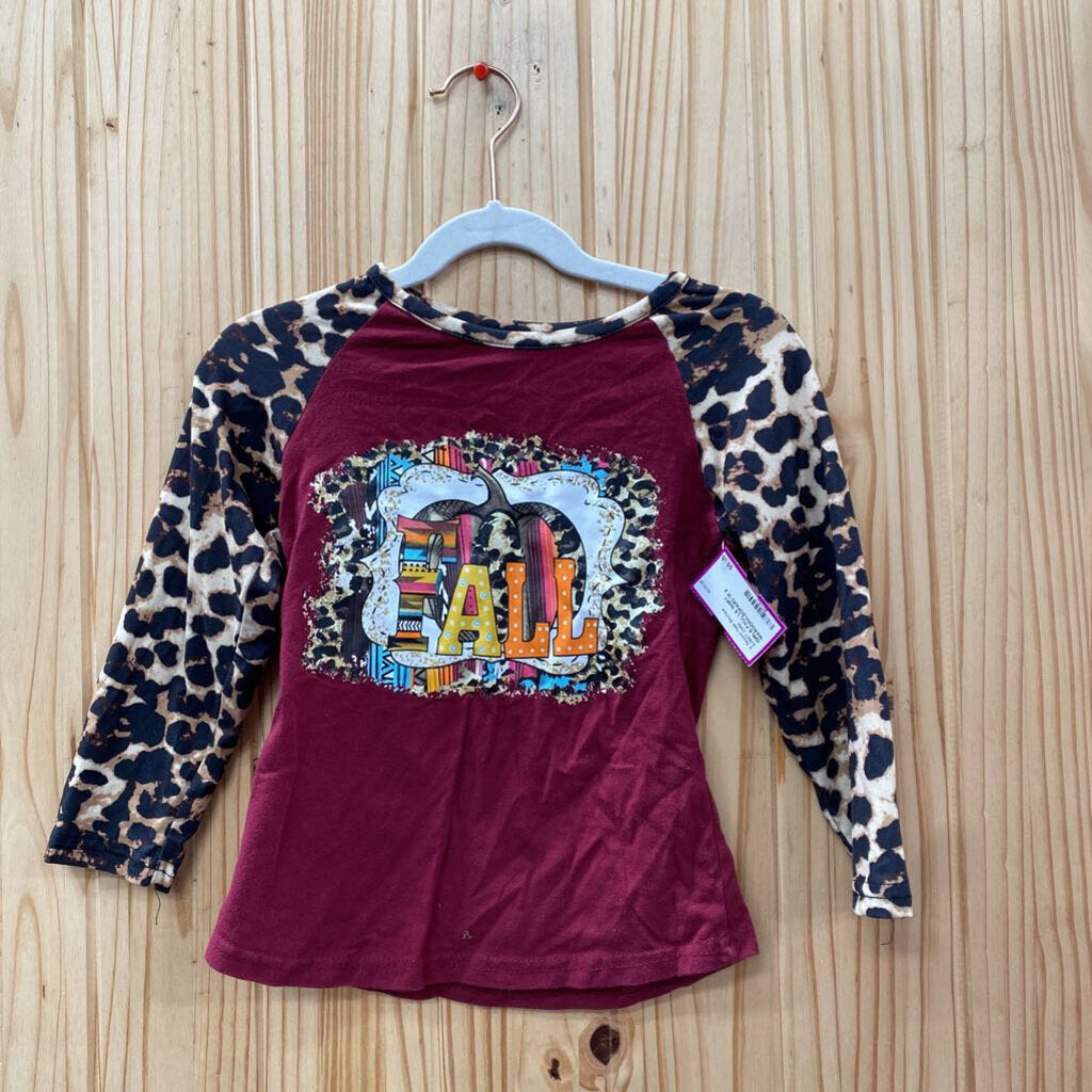 GIRLS FALL LS SHIRT MAROON/LEOPARD M 4