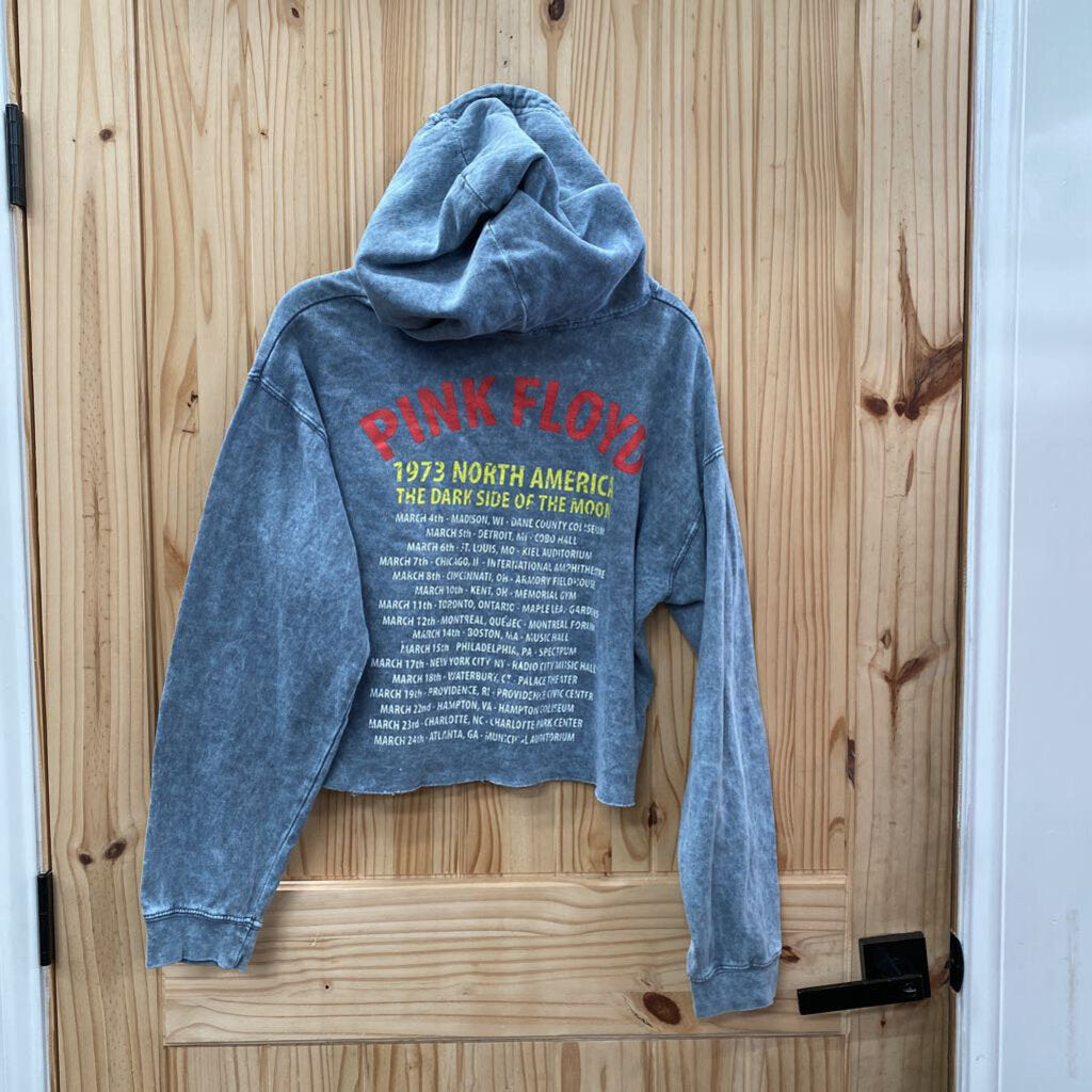 WOMENS PINK FLOYD GREY CROP TOP HOODIE M